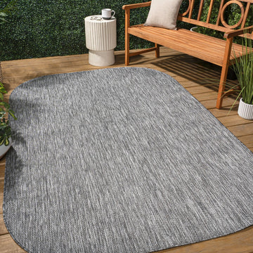 Miles Modern Minimalist Radius Corner Solid Indoor/Outdoor Area Rug